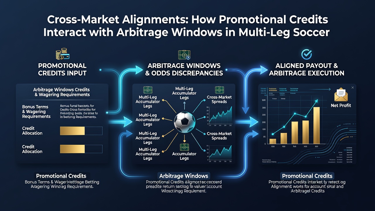 Chart showing timing overlaps between promotional credit expiries and arbitrage opportunities in soccer accumulators and horse racing multis
