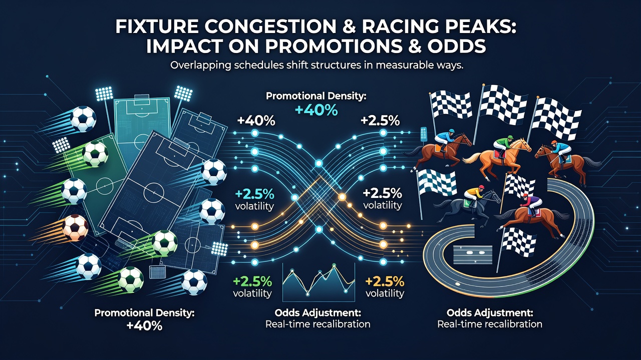 Football matches scheduled closely together alongside a busy horse racing calendar create visible changes in betting markets