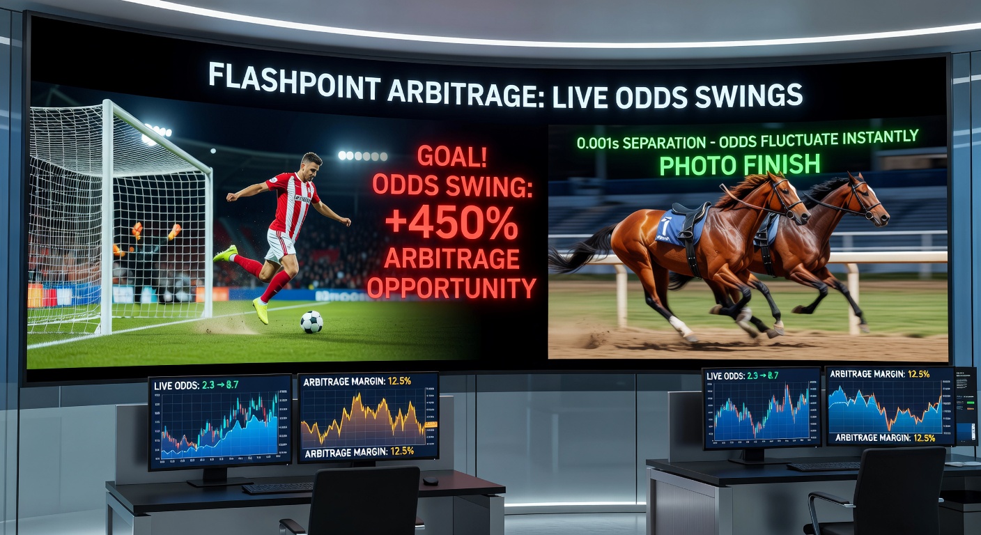 Intense photo-finish image from a horse race, highlighting the razor-thin margin between top contenders with overlaid odds screens showing divergent bookmaker prices
