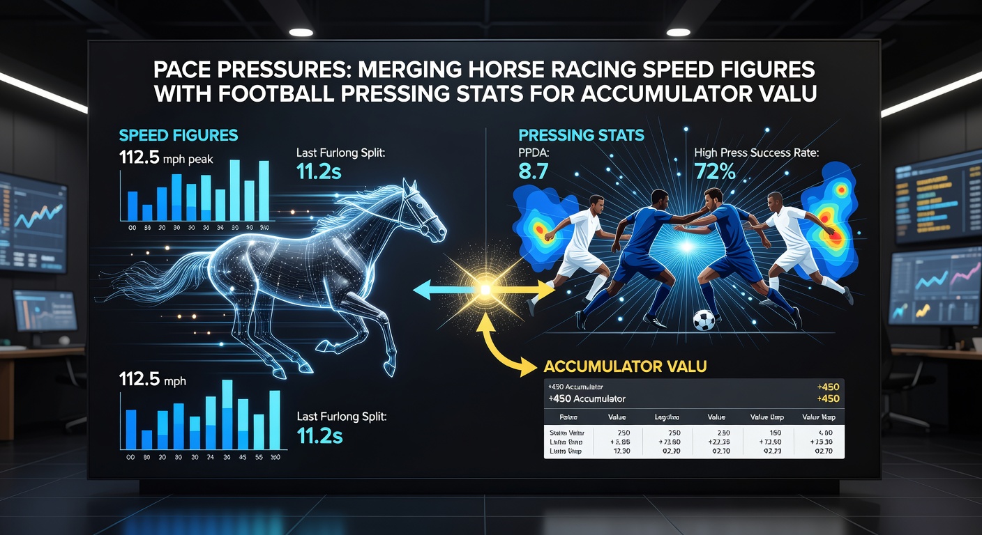 Split-screen visualization comparing a horse's pace collapse graph with a soccer team's pressing-induced turnover spikes during a match