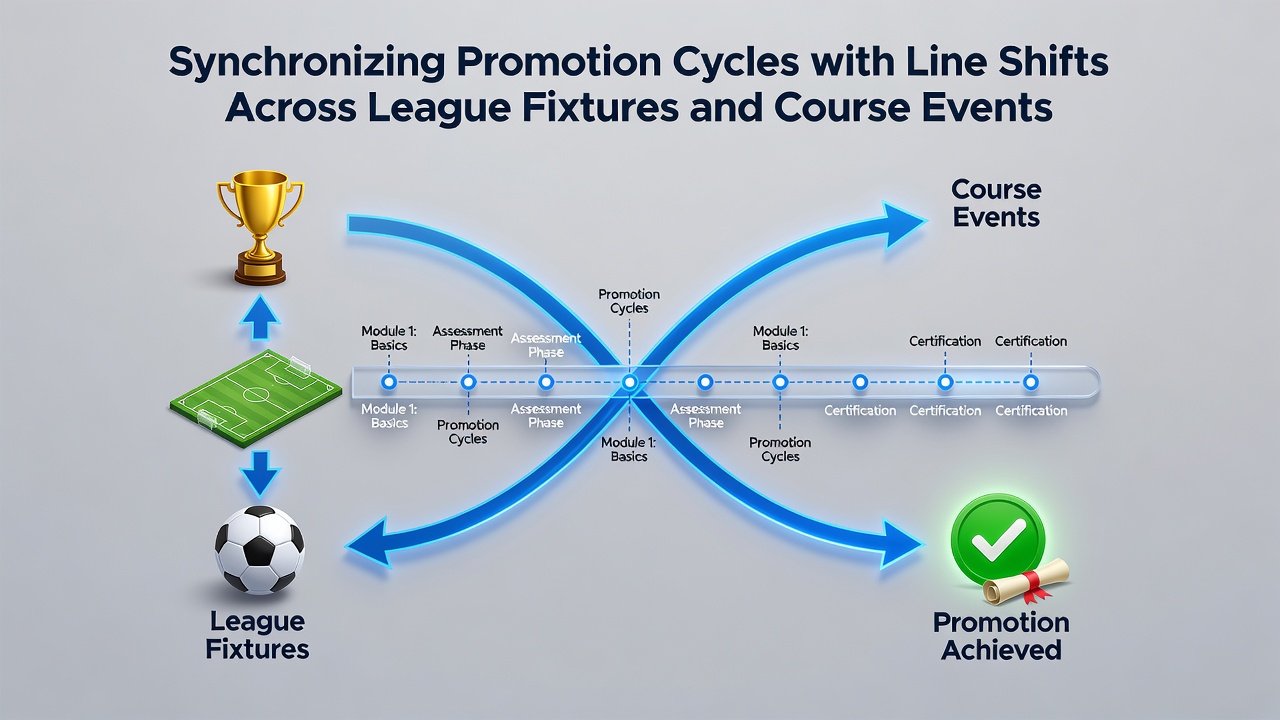 Infographic displaying synchronized promotion schedules and betting line adjustments across sports leagues and racing courses
