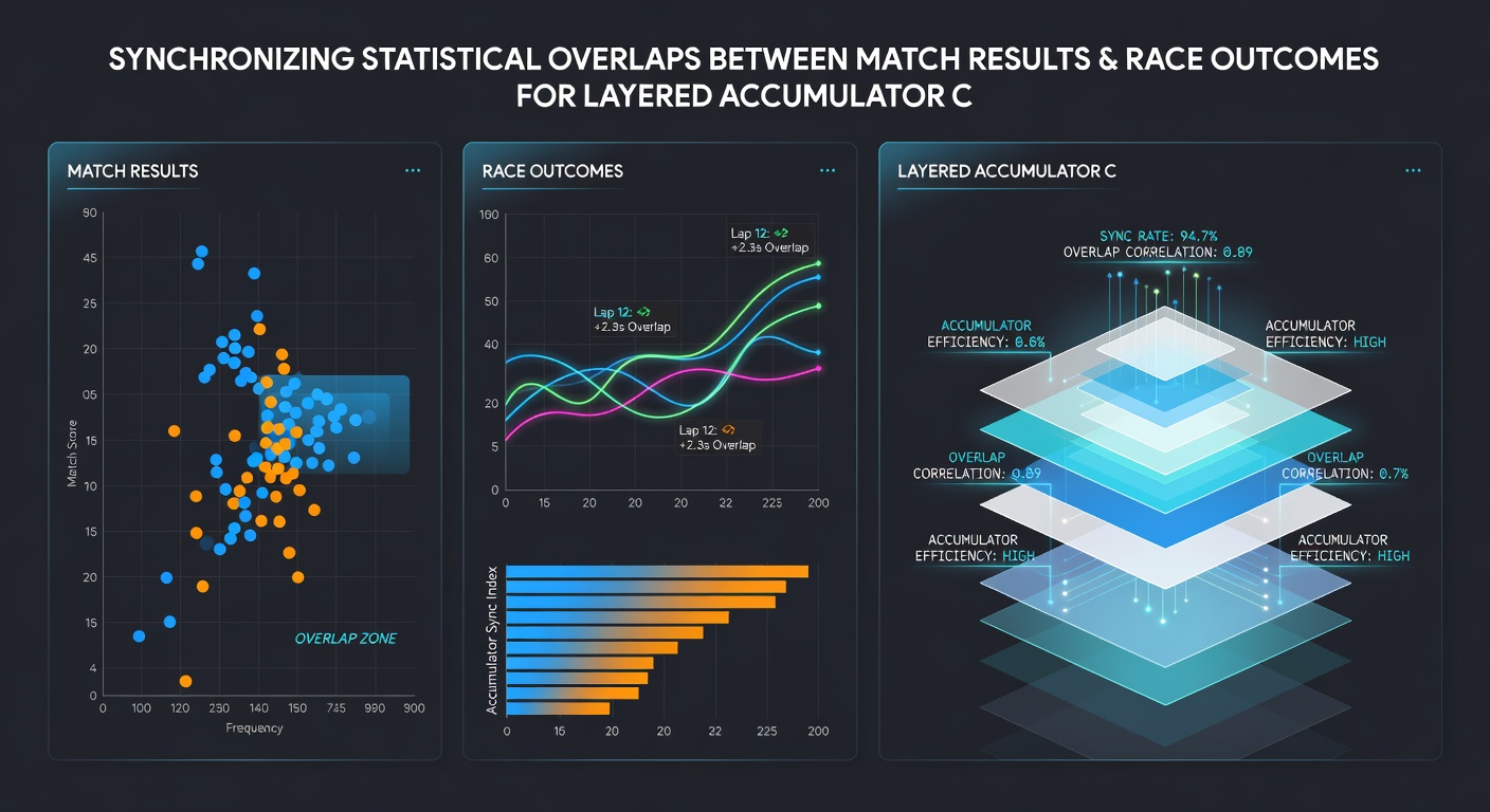 Infographic illustrating layered accumulator construction with synchronized football and racing statistics